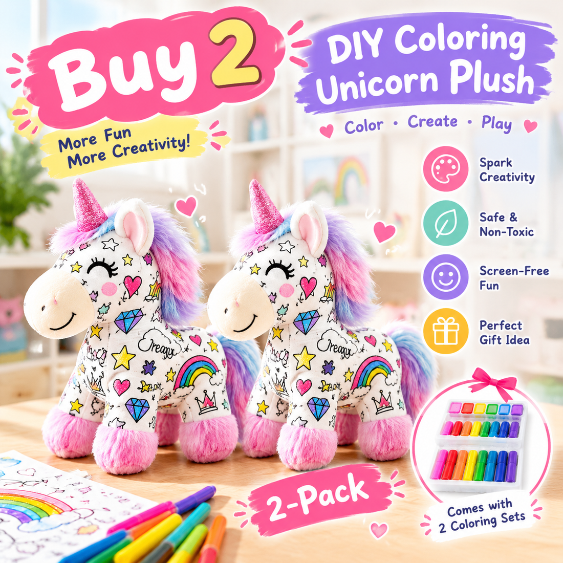 DIY Color-In Unicorn Plush Toy Kit
