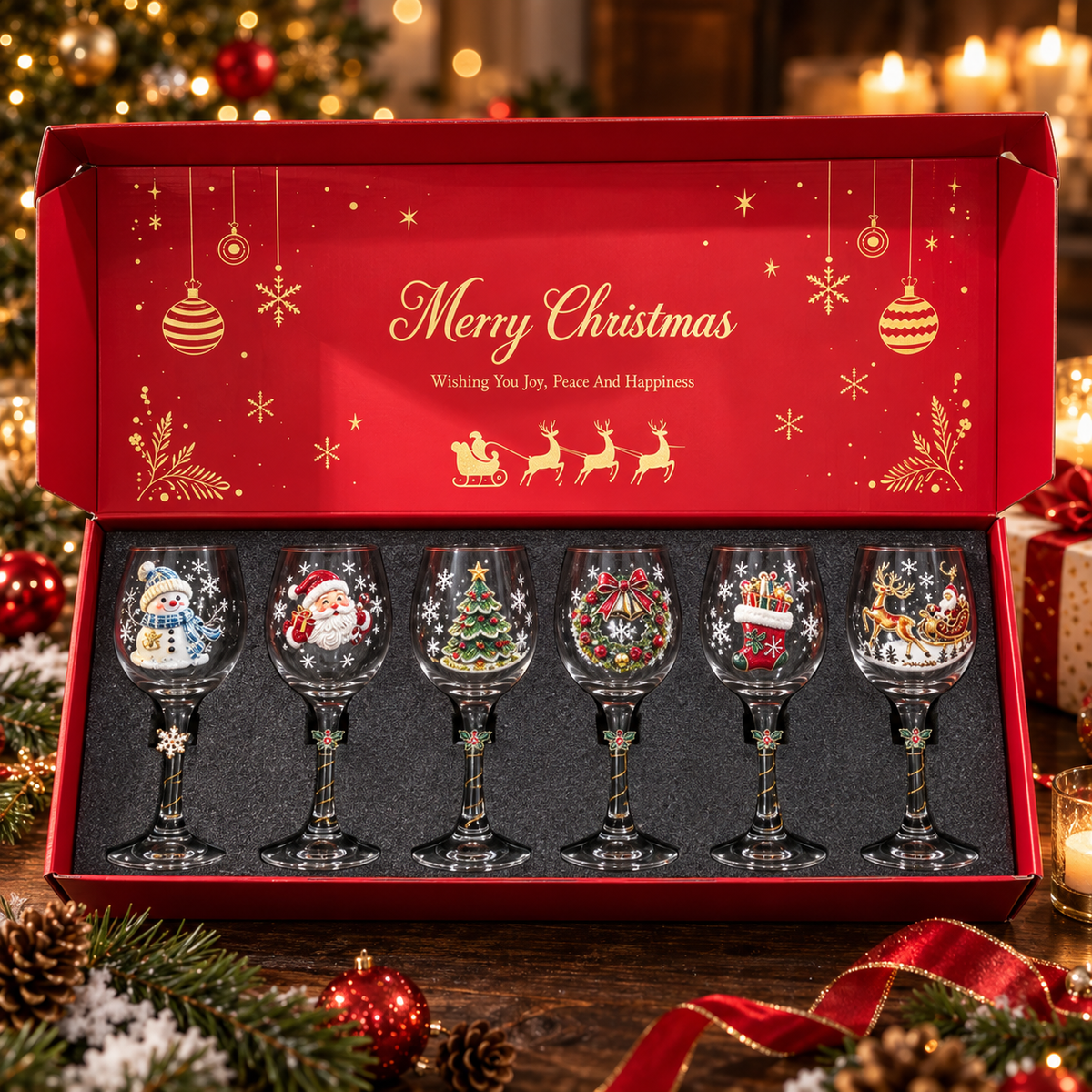 🔥🎁Christmas Wine Glass Collection Gift Box Set✨