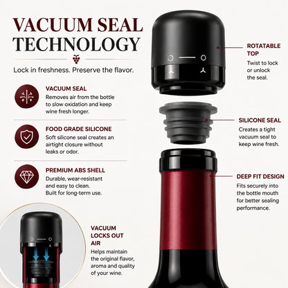 🍷 Reusable Twist-Lock Wine Bottle Stopper – Compact Wine Saver Seal