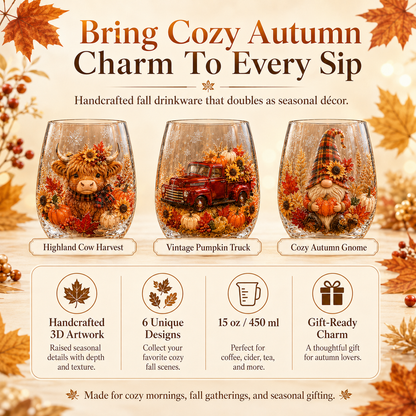 🍂AUTUMN SALE 49% OFF✨3D Embossed Harvest Glass Cups