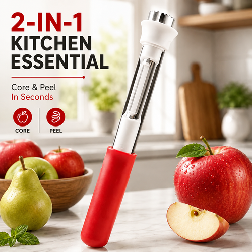 ✨2 in 1 Apple Corer and Peeler - Stainless Steel Fruit Corer