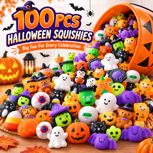 🎃 Halloween Mochi Squishy Toys – Cute Sensory Party Favors & Goodie Bag Fillers