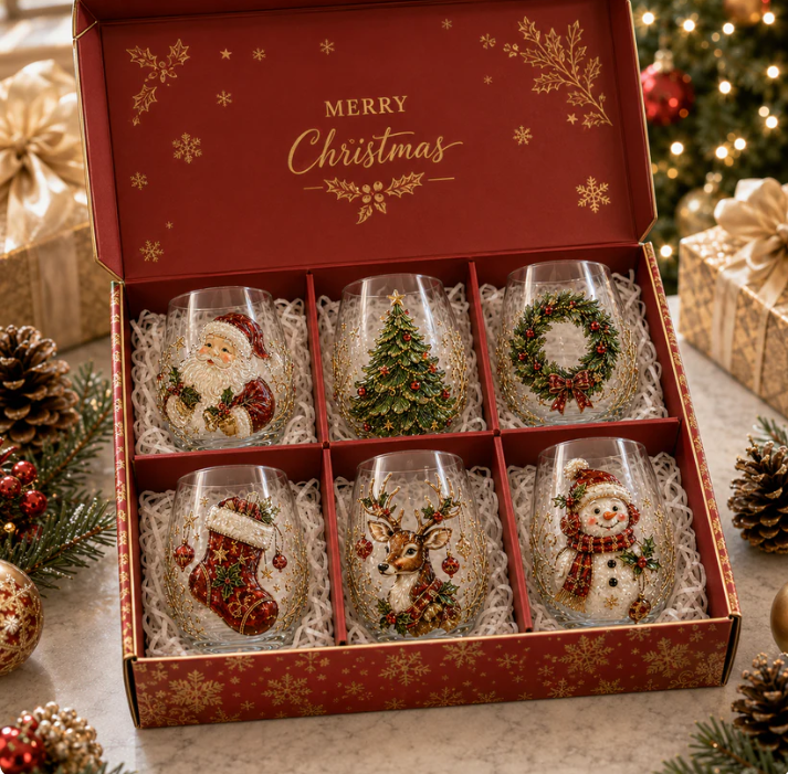 🎄✨ 3D Christmas Glass Art Cup 🎁