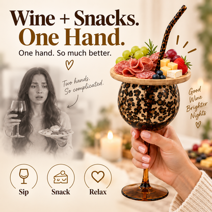 Leopard Print Wine Glass & Snack Charcuterie Set