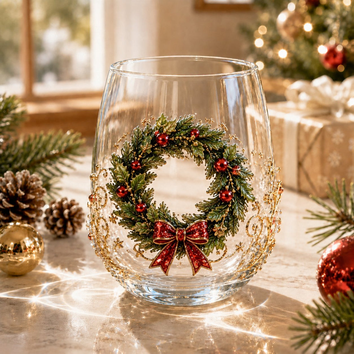 🎄✨ 3D Christmas Glass Art Cup 🎁