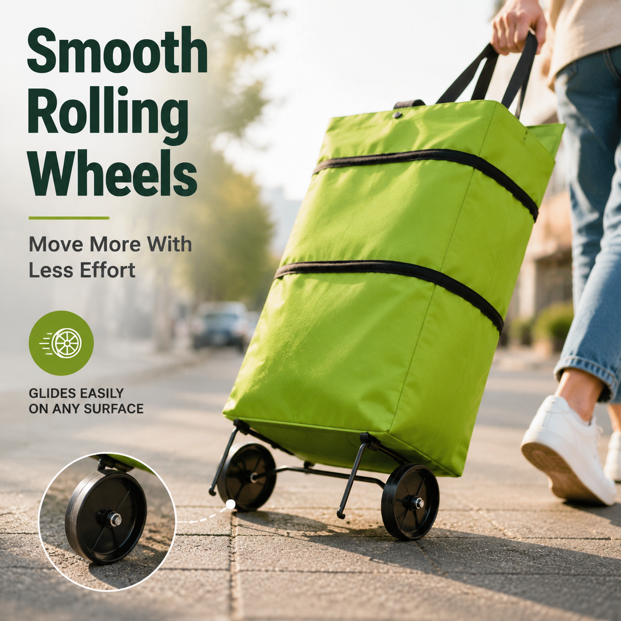 🛒 Foldable 2-in-1 Rolling Shopping Cart Bag