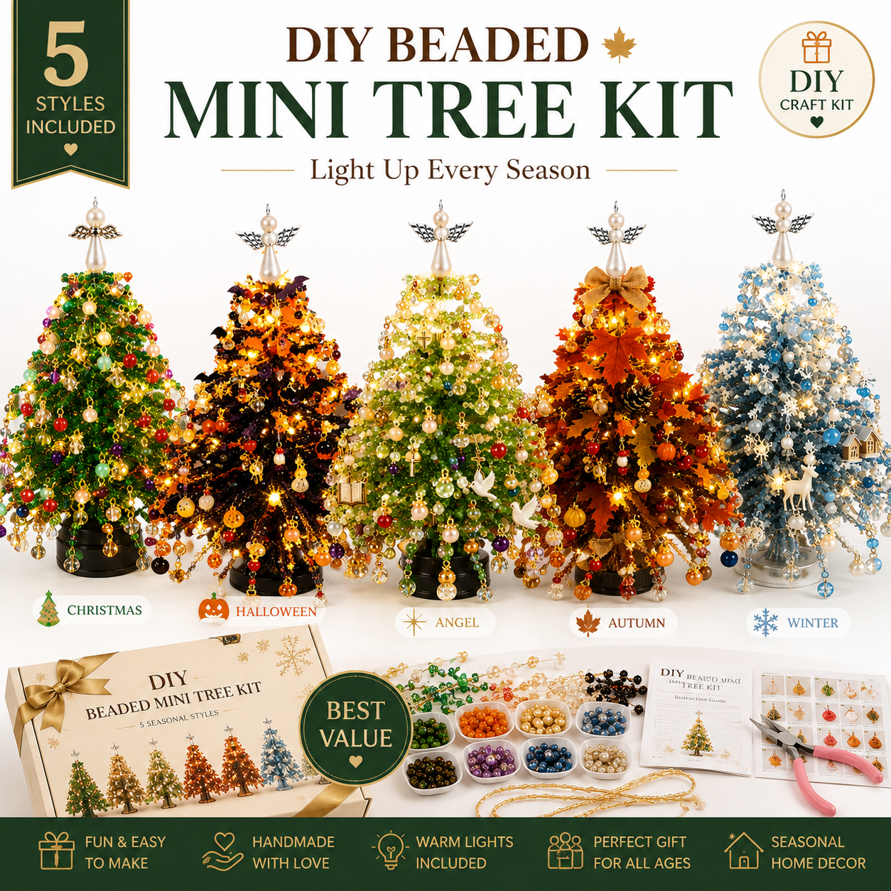 🎄 DIY Christmas tree bead kit – 🎅 Create your own sparkling Christmas decoration