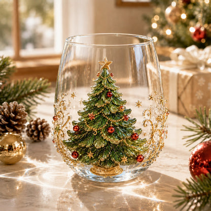 🎄✨ 3D Christmas Glass Art Cup 🎁