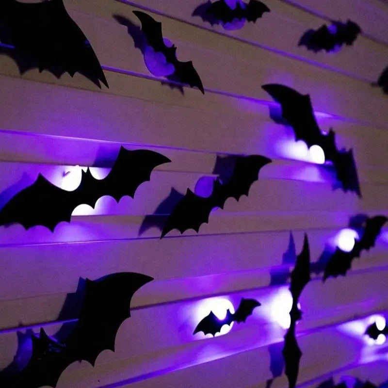 🦇 3D Bat Light Set – Spooky Wall Decor, Easy Stick