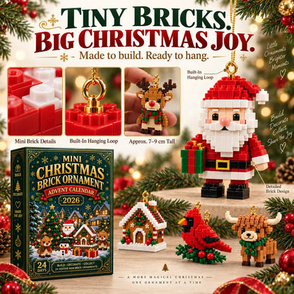 ⏳ Last Day 50% OFF – 🎄24-Day Mini Christmas Brick Ornament Advent Calendar | 24 Unique Buildable Holiday Ornaments to Create, Hang & Keep 🧱