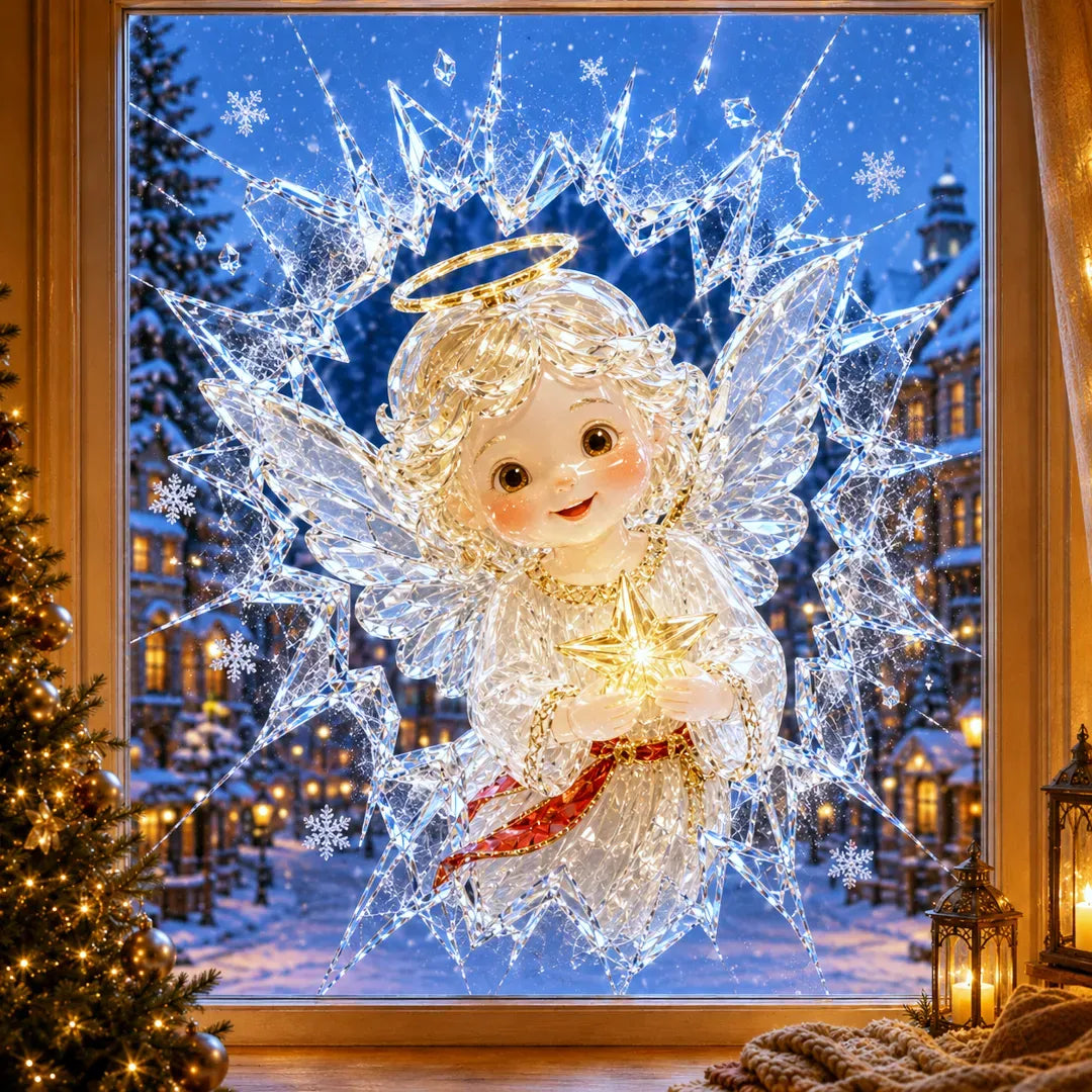 🎅Christmas Sale🎅🔥Limited time 49% OFF -✨🎄19.7'' Crystal Christmas Break-In Window Decal — 3D Shattered-Glass Holiday Window Decoration