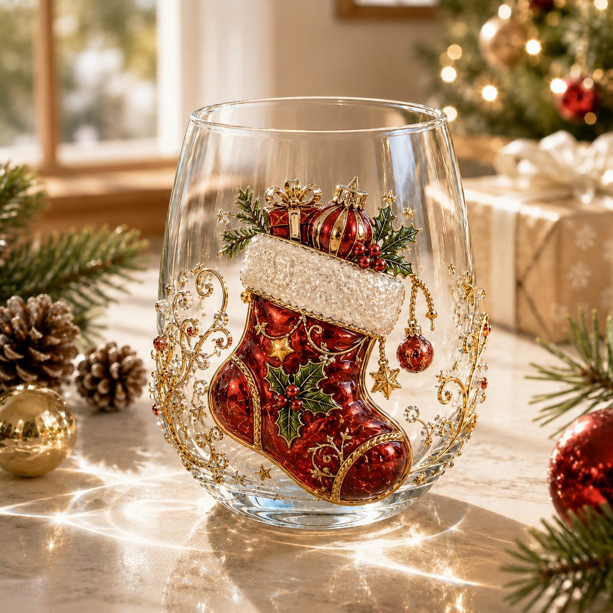 🎄✨ 3D Christmas Glass Art Cup 🎁