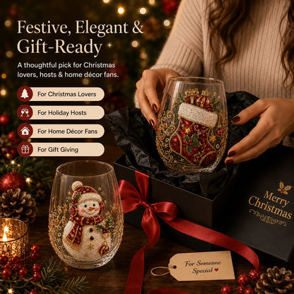 🎄✨ 3D Christmas Glass Art Cup 🎁