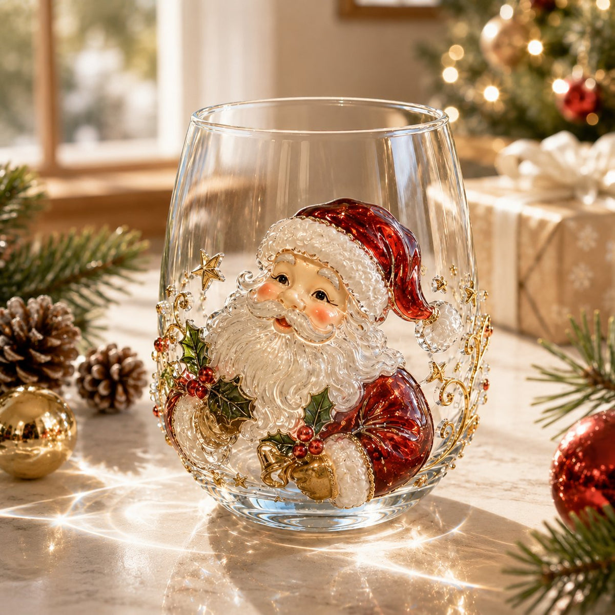 🎄✨ 3D Christmas Glass Art Cup 🎁
