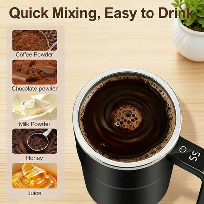 Rechargeable Magnetic Automatic Self‑Stirring Mug with Temperature Display