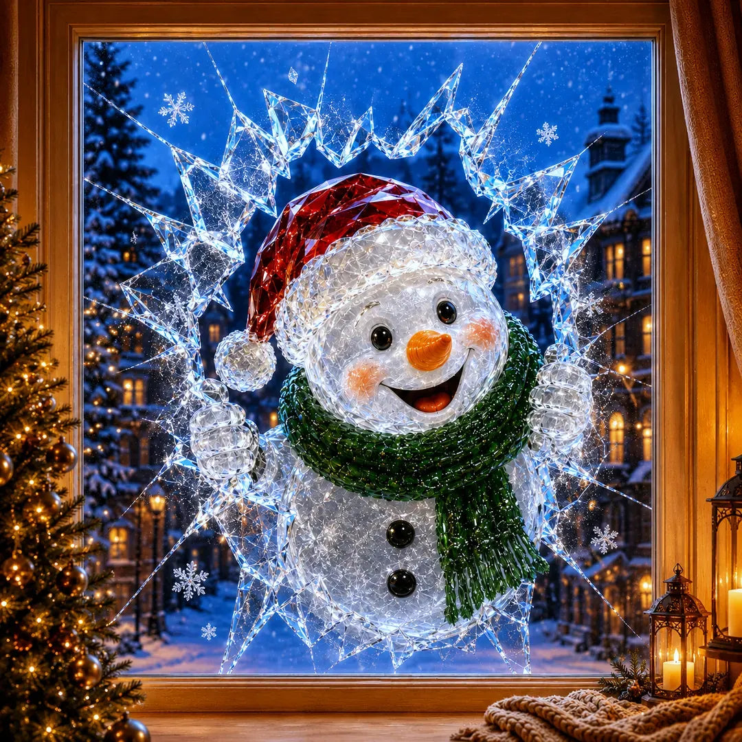 🎅Christmas Sale🎅🔥Limited time 49% OFF -✨🎄19.7'' Crystal Christmas Break-In Window Decal — 3D Shattered-Glass Holiday Window Decoration