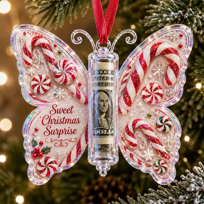 🦋 Christmas Cash Gift Butterfly Keepsake Ornament – Holiday Money Holder 🎄