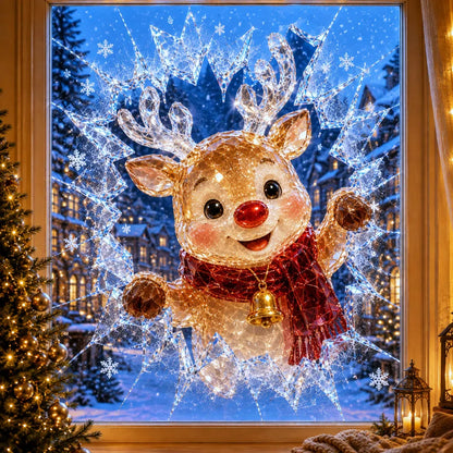 🎅Christmas Sale🎅🔥Limited time 49% OFF -✨🎄19.7'' Crystal Christmas Break-In Window Decal — 3D Shattered-Glass Holiday Window Decoration