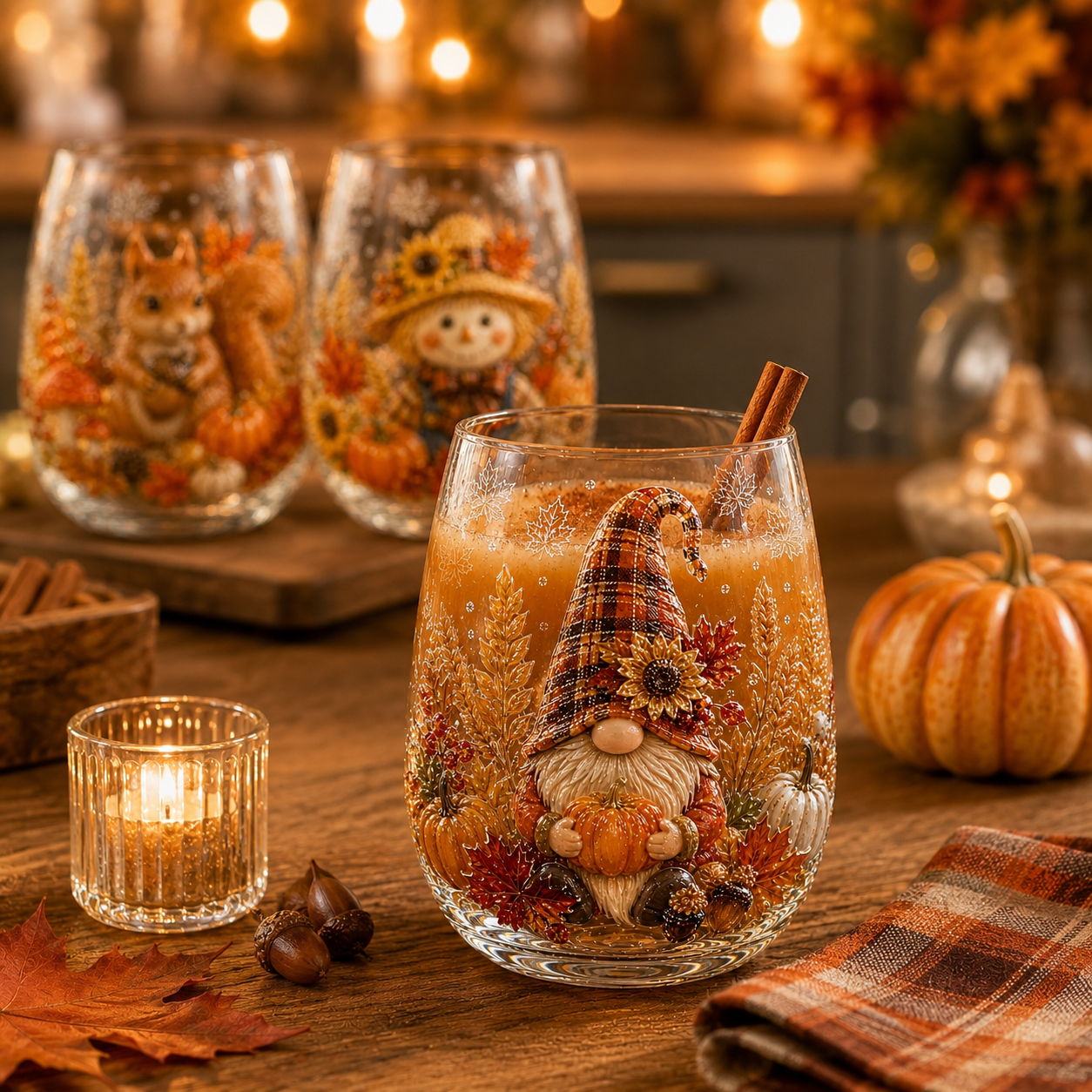 🍂AUTUMN SALE 49% OFF✨3D Embossed Harvest Glass Cups