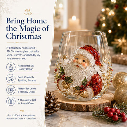 🎄✨ 3D Christmas Glass Art Cup 🎁