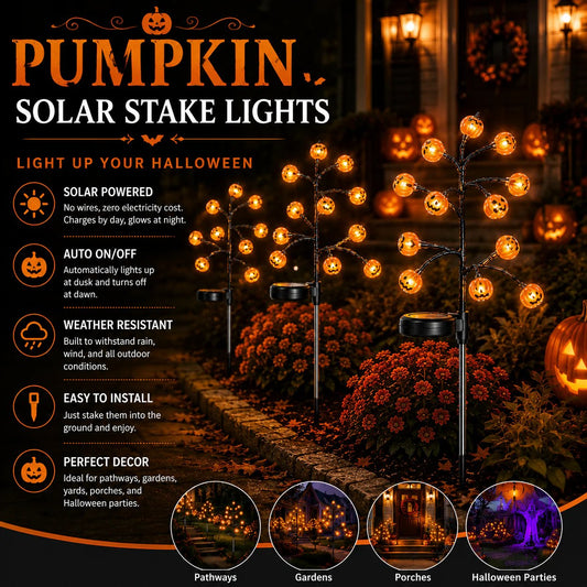 🎃 Pumpkin Solar Stake Lights – Halloween Outdoor Yard Decor