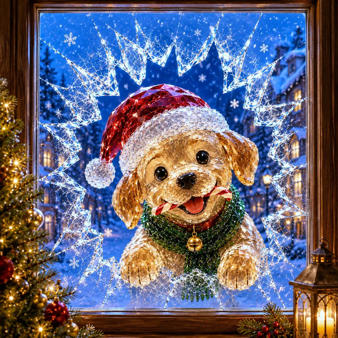 🎅Christmas Sale🎅🔥Limited time 49% OFF -✨🎄19.7'' Crystal Christmas Break-In Window Decal — 3D Shattered-Glass Holiday Window Decoration