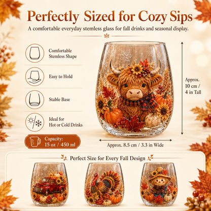 🍂AUTUMN SALE 49% OFF✨3D Embossed Harvest Glass Cups