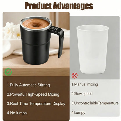 Rechargeable Magnetic Automatic Self‑Stirring Mug with Temperature Display