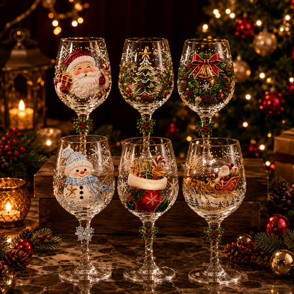 🔥🎁Christmas 3D Wine Glass Collection Gift Box Set✨