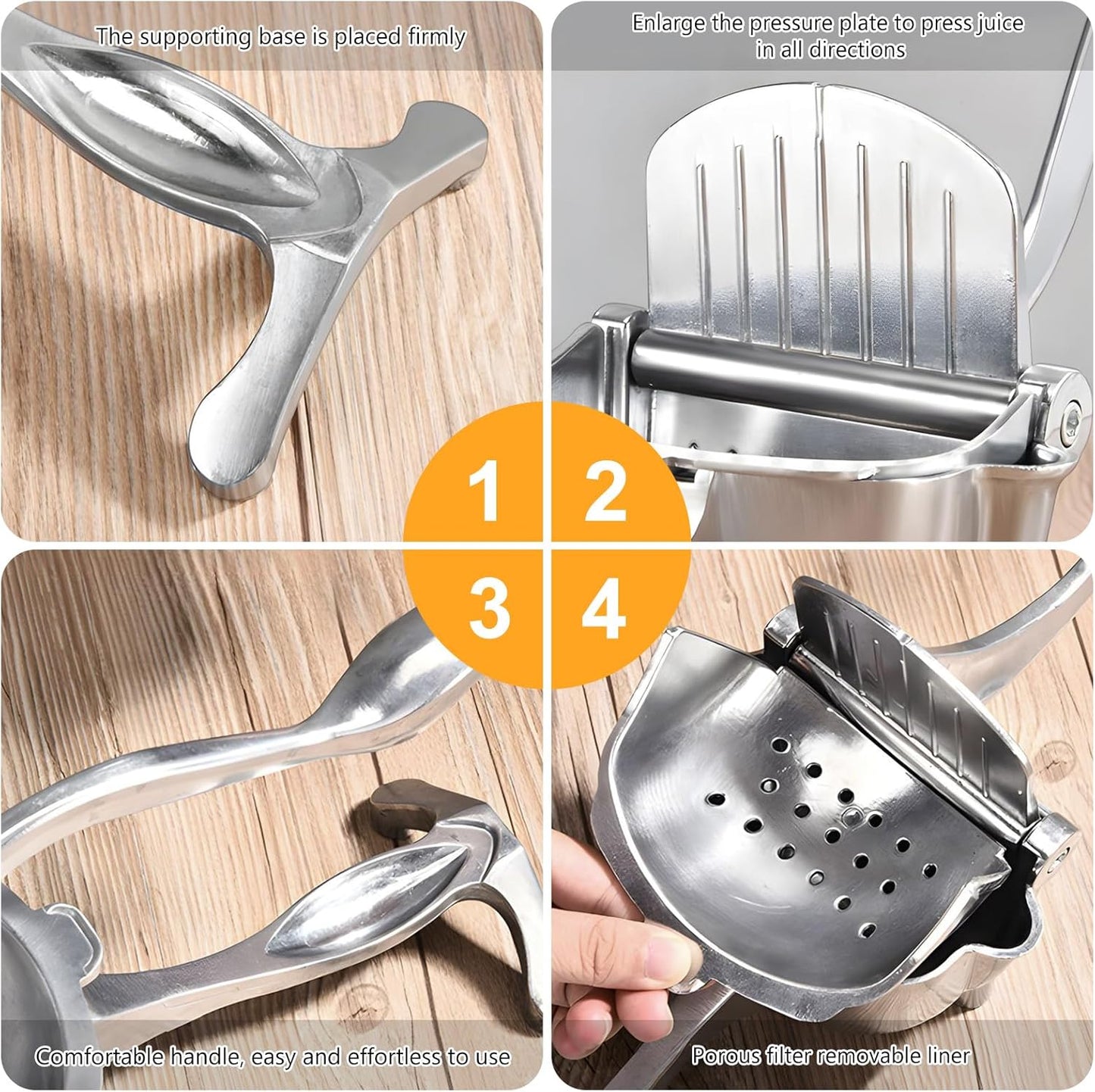 Aluminum Manual Press Juicer🍹 – ergonomic lever juicer for lemons and oranges, sturdy design and easy to clean