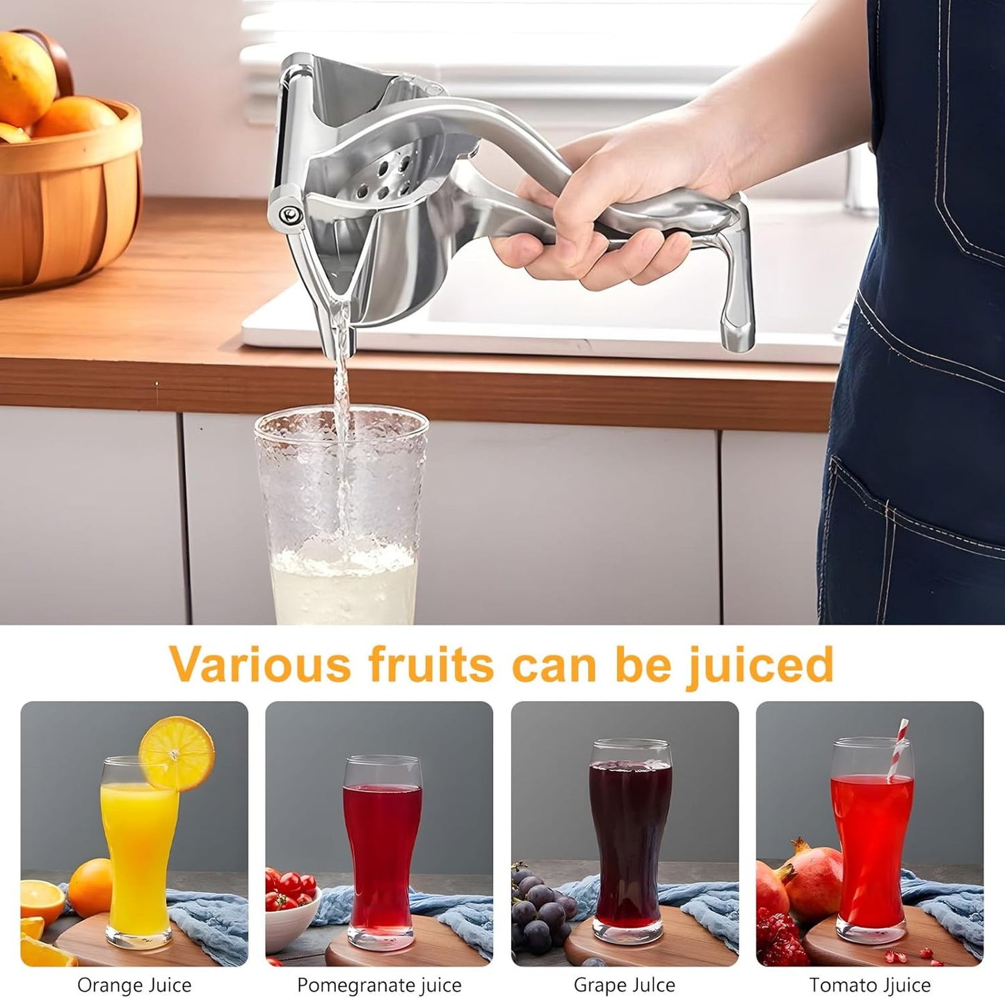 Aluminum Manual Press Juicer🍹 – ergonomic lever juicer for lemons and oranges, sturdy design and easy to clean
