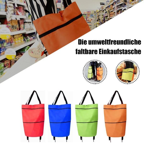 🛒 Foldable 2-in-1 Rolling Shopping Cart Bag