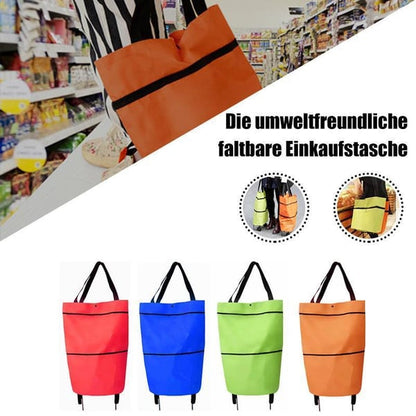🛒 Foldable 2-in-1 Rolling Shopping Cart Bag