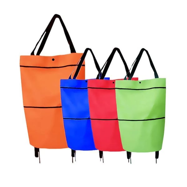 🛒 Foldable 2-in-1 Rolling Shopping Cart Bag