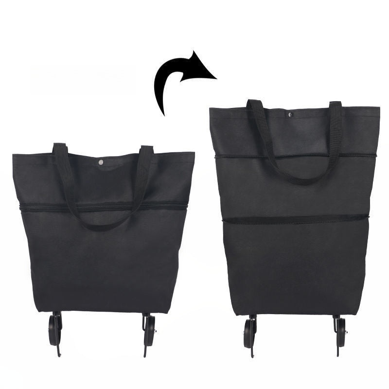 🛒 Foldable 2-in-1 Rolling Shopping Cart Bag