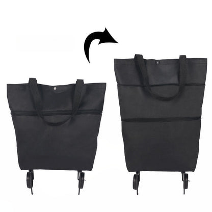 🛒 Foldable 2-in-1 Rolling Shopping Cart Bag