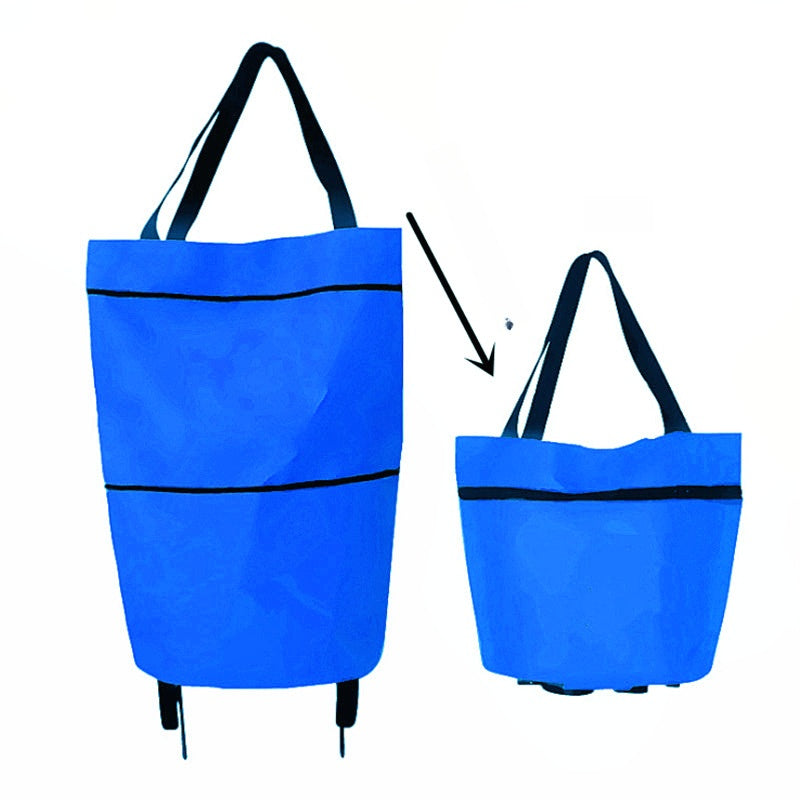 🛒 Foldable 2-in-1 Rolling Shopping Cart Bag