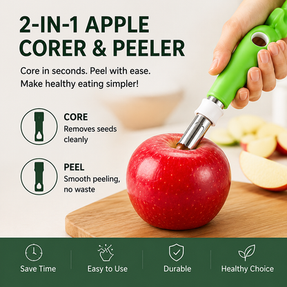 ✨2 in 1 Apple Corer and Peeler - Stainless Steel Fruit Corer