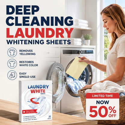 🤍 Laundry Whitening Sheets for White Clothes – Deep Stain & Yellowing Remover, Easy Toss-and-Wash Laundry Booster ✨
