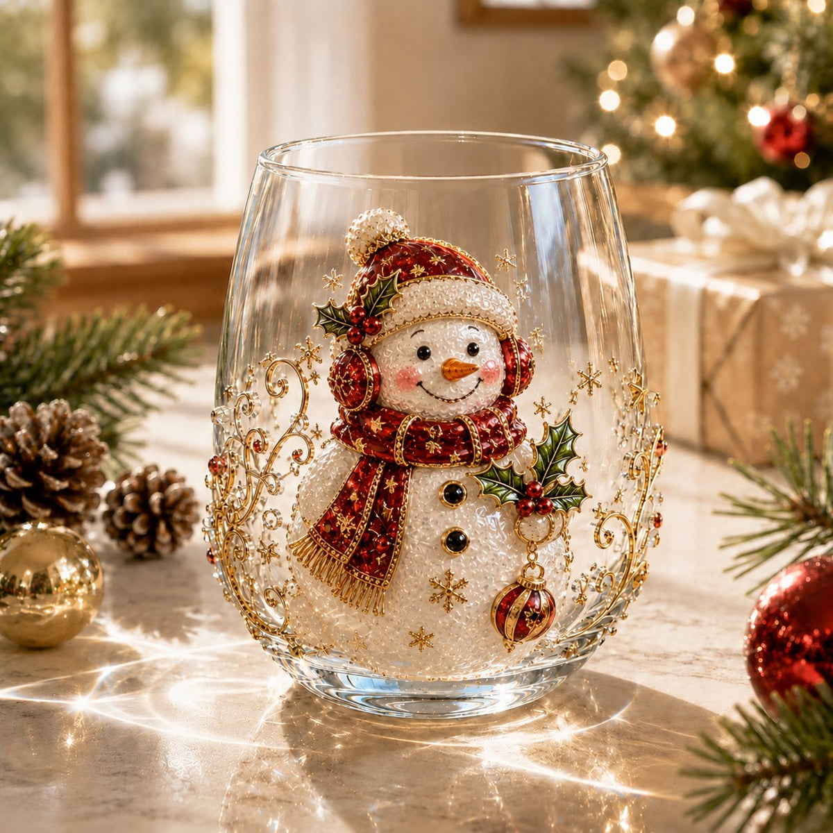 🎄✨ 3D Christmas Glass Art Cup 🎁