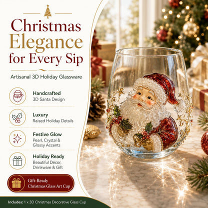 🎄✨ 3D Christmas Glass Art Cup 🎁