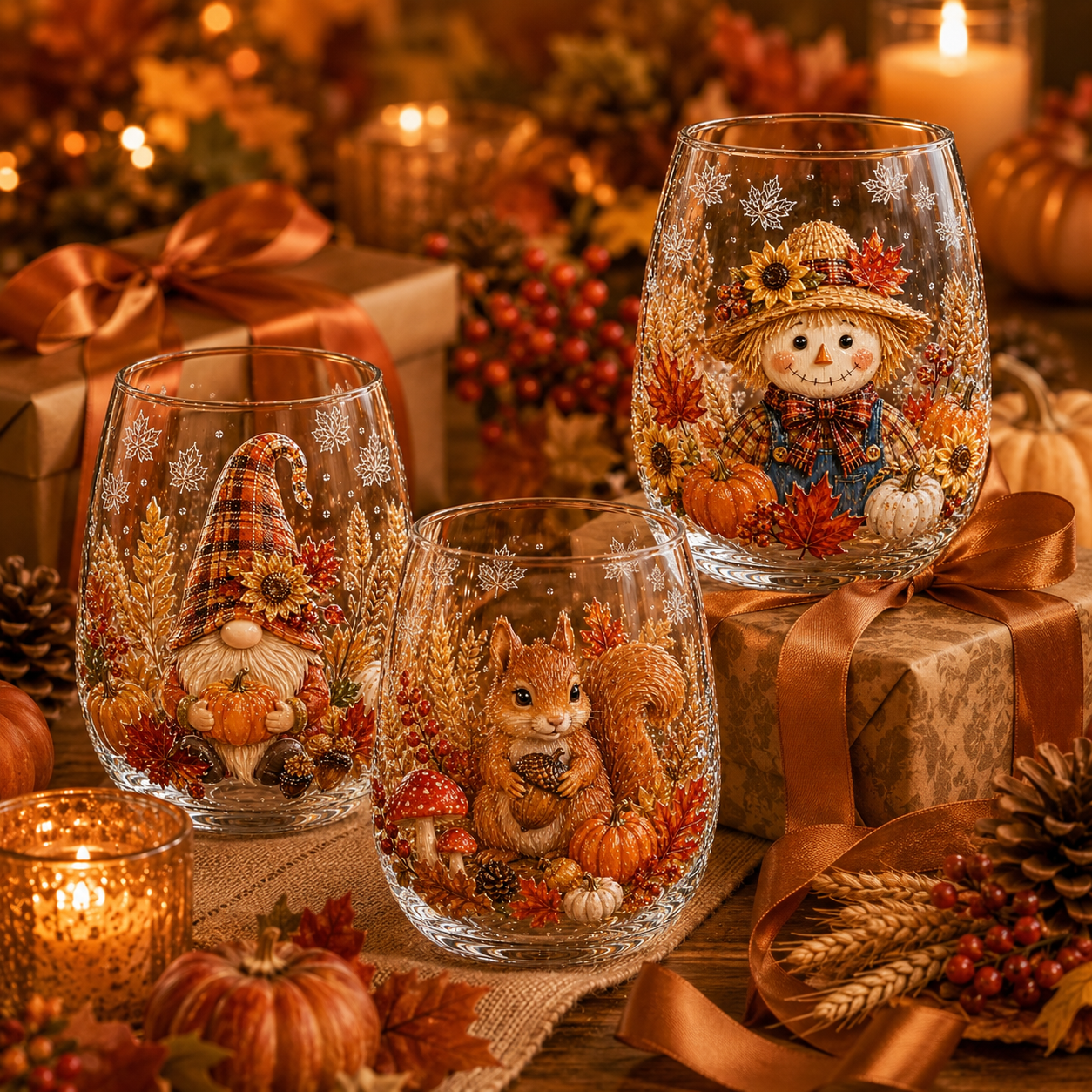 🍂AUTUMN SALE 49% OFF✨3D Embossed Harvest Glass Cups