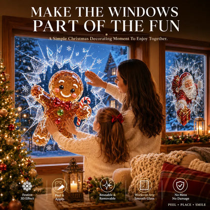 🎅Christmas Sale🎅🔥Limited time 49% OFF -✨🎄19.7'' Crystal Christmas Break-In Window Decal — 3D Shattered-Glass Holiday Window Decoration