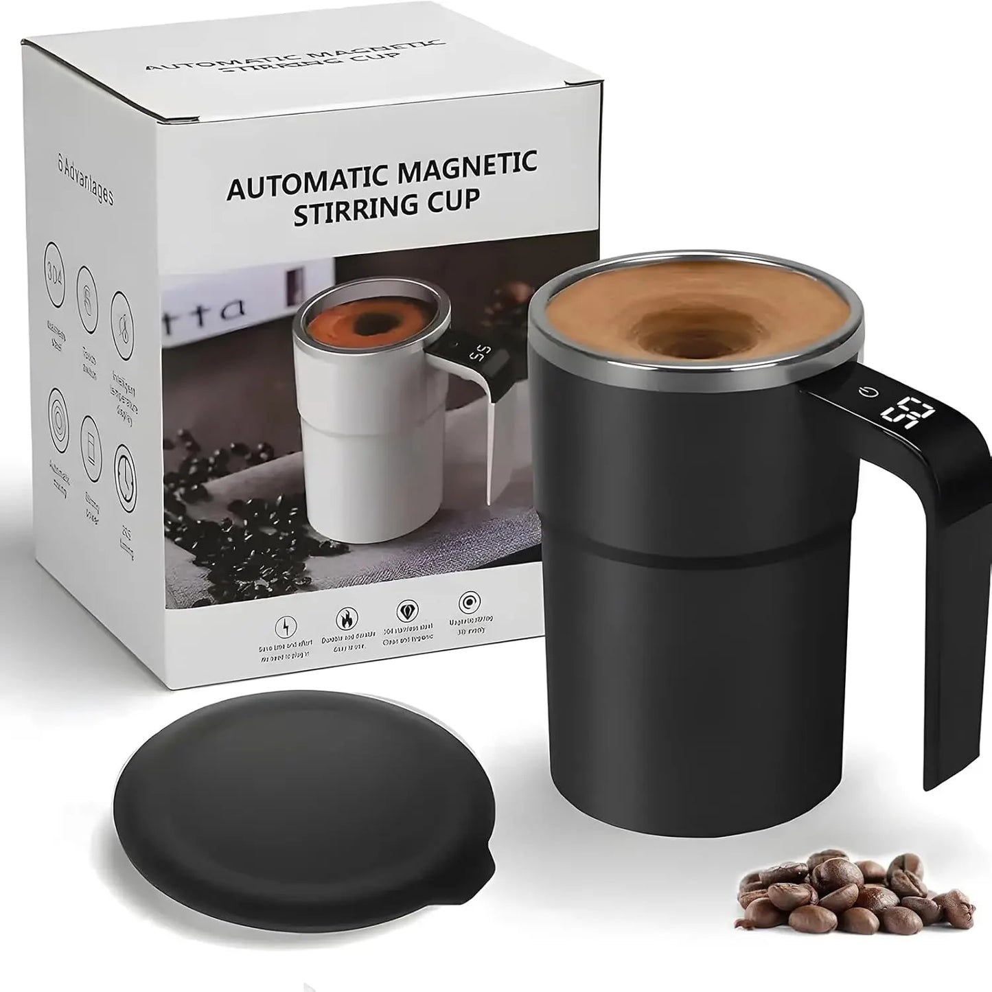 Rechargeable Magnetic Automatic Self‑Stirring Mug with Temperature Display
