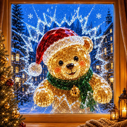 🎅Christmas Sale🎅🔥Limited time 49% OFF -✨🎄19.7'' Crystal Christmas Break-In Window Decal — 3D Shattered-Glass Holiday Window Decoration