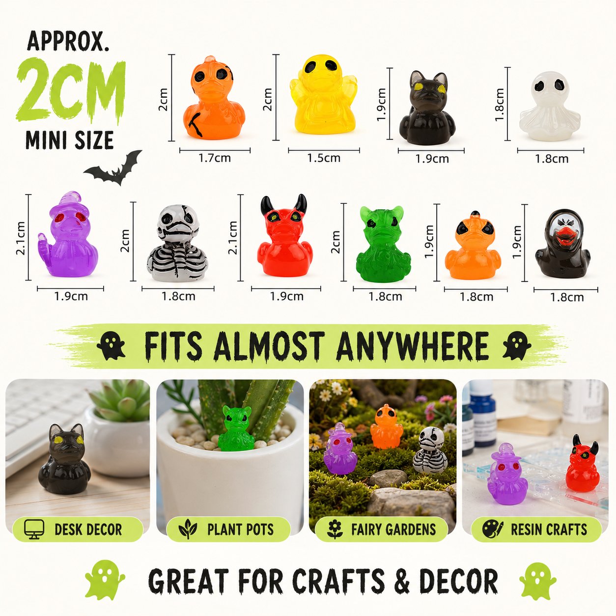 🔥Last Day 50% OFF - 🎃  Glow-In-Dark Tiny Spooky Resin Decorations